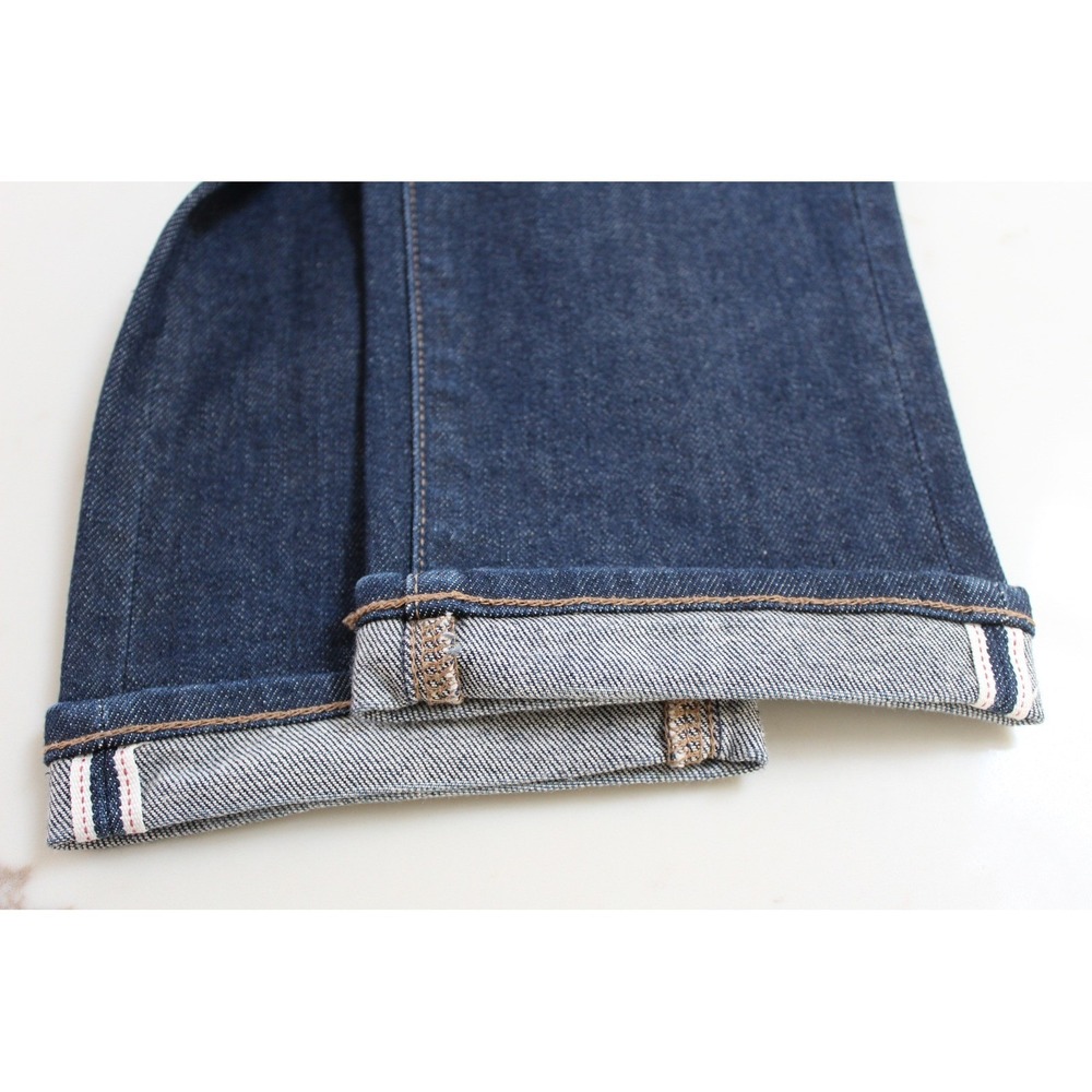 Uniqlo Selvedge Jeans Mens 32 Dark Indigo Slim Straight Red Line Denim - Picture 8 of 14